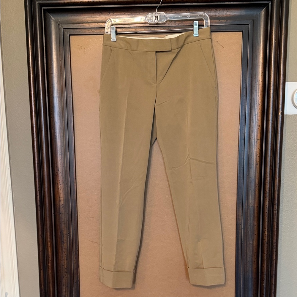 Theory Women's Tan Cropped Cuff Pants